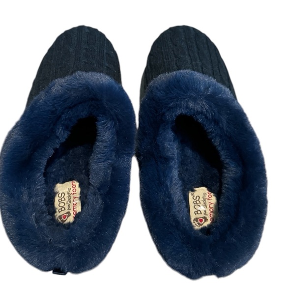 NWOT Bob’s Skechers Sweater Knit Faux Fur Ice Angel Dark Navy - Picture 4 of 4